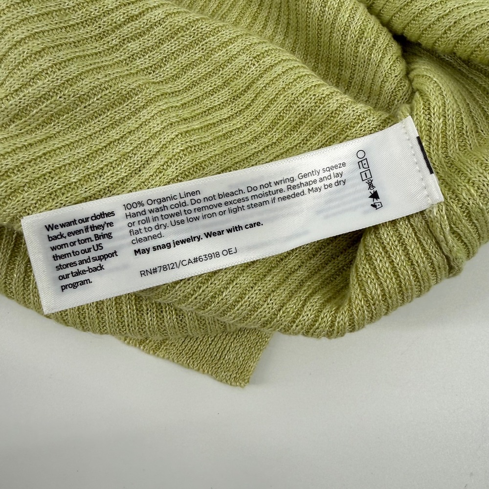Eileen Fisher Organic Linen Tunic Crew Neck Canary Ribbed Short Sleeve XL - Picture 11 of 11